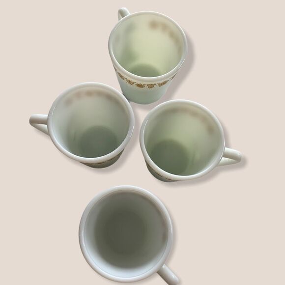 4 Vintage Gold Butterfly Pyrex Milk Cups - Picture 4 of 5